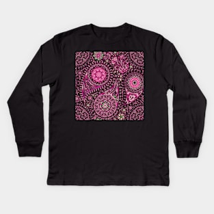 Ornate Pink Paisley Kids Long Sleeve T-Shirt